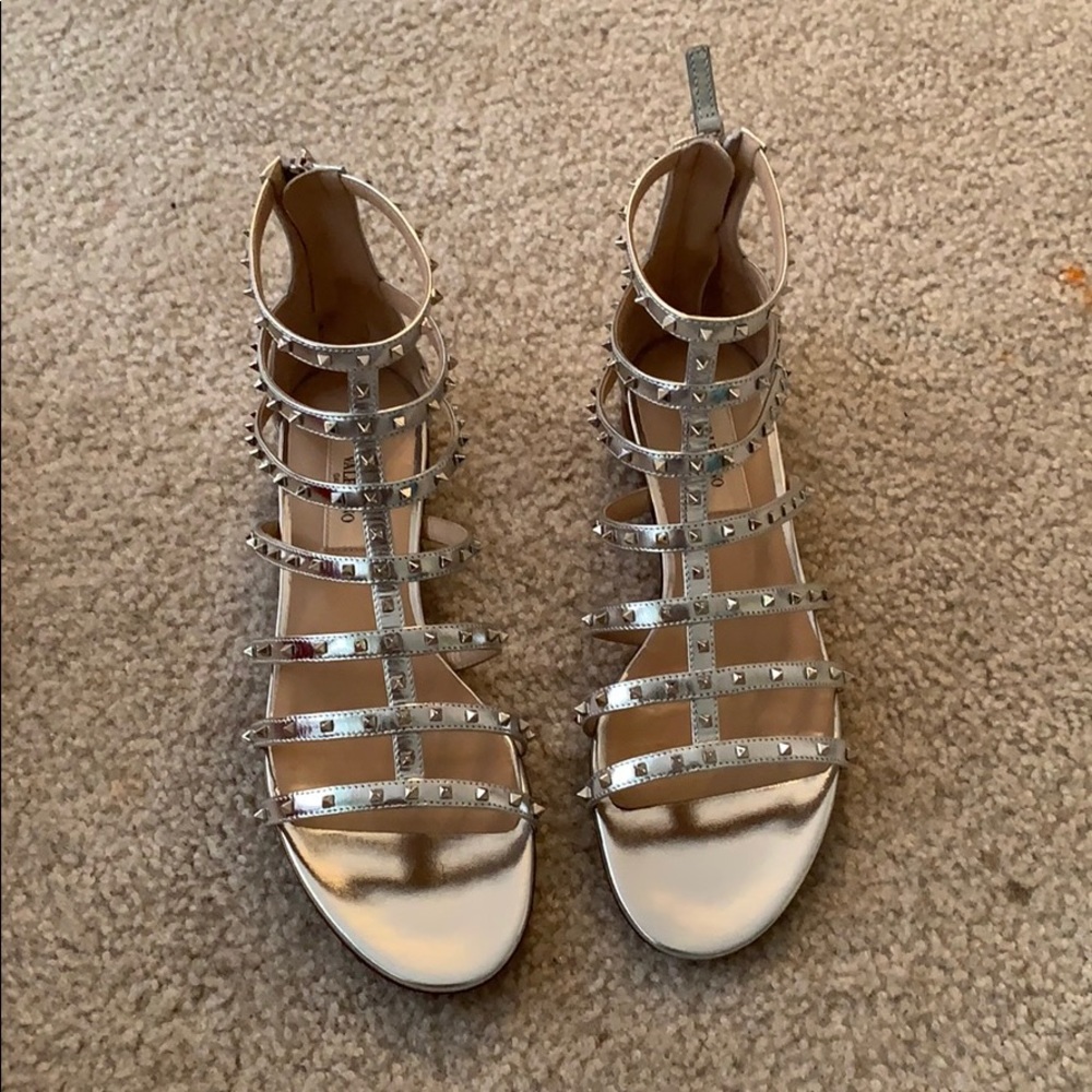 Valentino silver studded sandals size 8